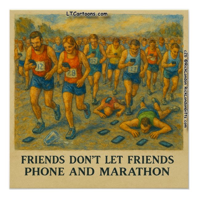 Poster Dessin animé drôle de marathon – Les amis n'abando (Devant)