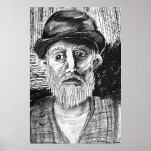 Poster Dessin au fusain de vieil homme