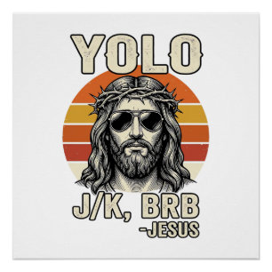 Poster Dessin citation gravure vintage Jésus drôle_