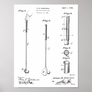 Poster Dessin d'art breveté du club de golf 1924 Imprimer