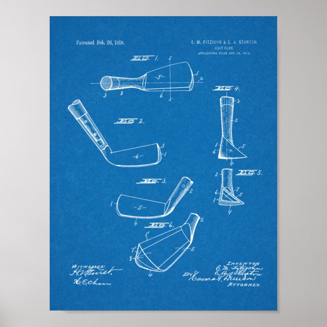 Poster Dessin d'art du club de golf 1918 (Devant)