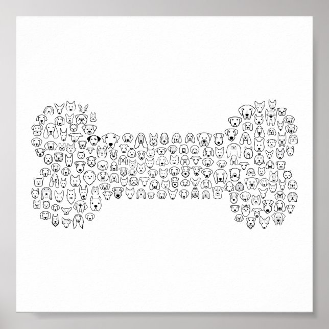 Poster Dessin de chien os (Devant)