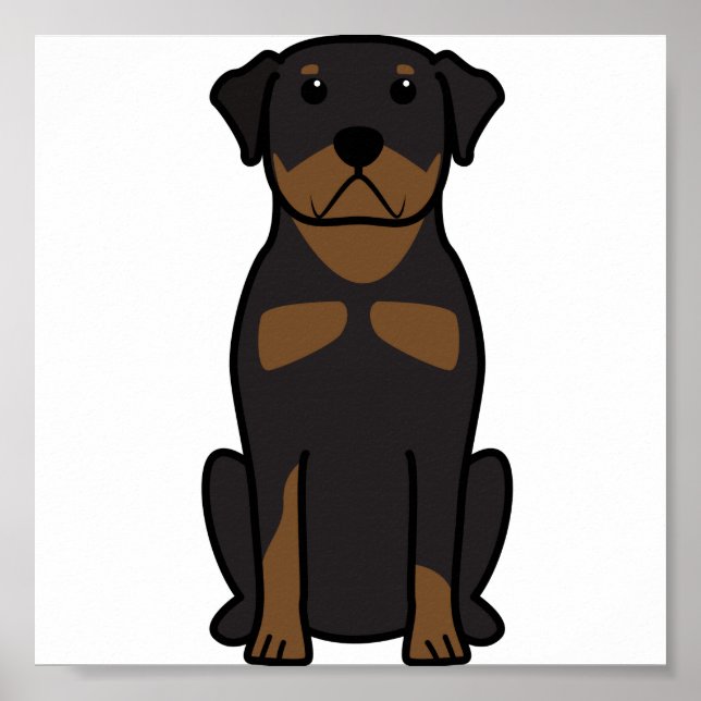 Poster Dessin de chien Rottweiler (Devant)