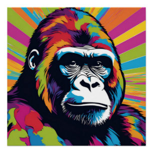 Poster Dessin de dessin de peinture Gorilla Pop