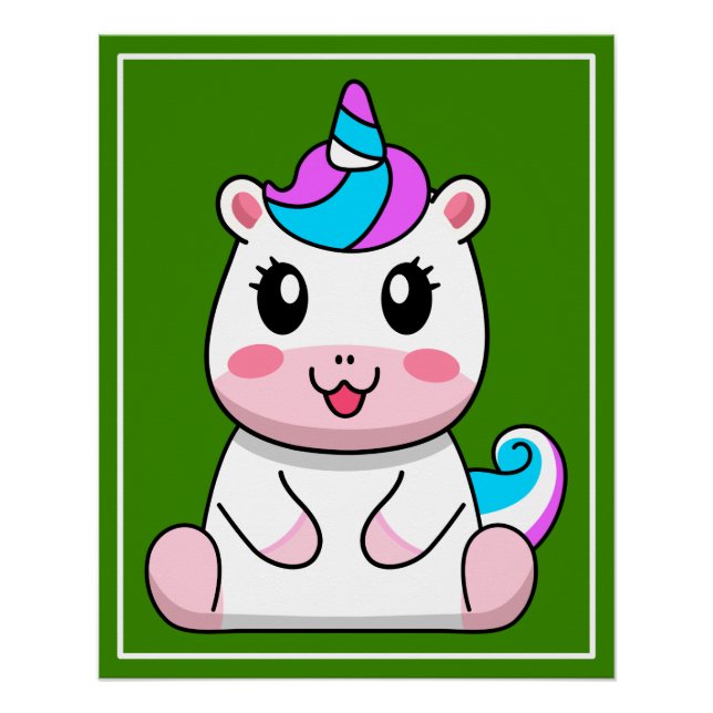 Poster Dessin de la licorne assise (Devant)