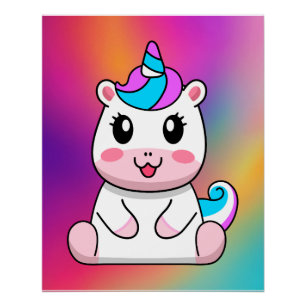 Poster Dessin de la licorne assise