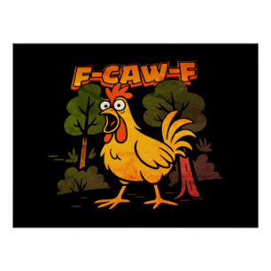 Poster Dessin de poulet drôle – Humour animal de dessin a