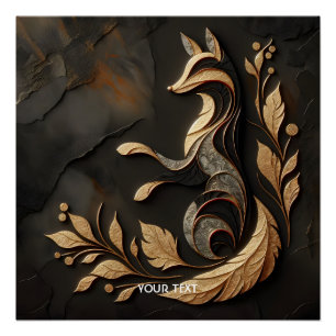 Poster Dessin de renard élégant Imaginaire