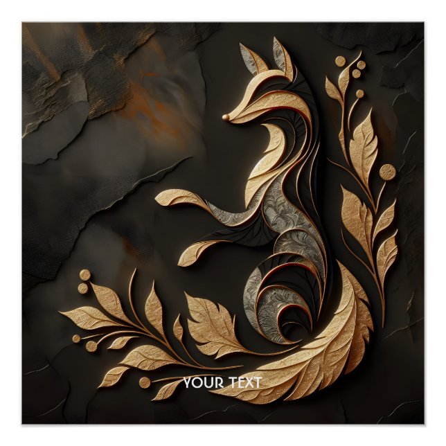 Poster Dessin de renard élégant Imaginaire (Devant)