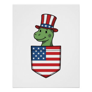 Poster Dessin de T-shirt vintage de poche de dinosaure pa
