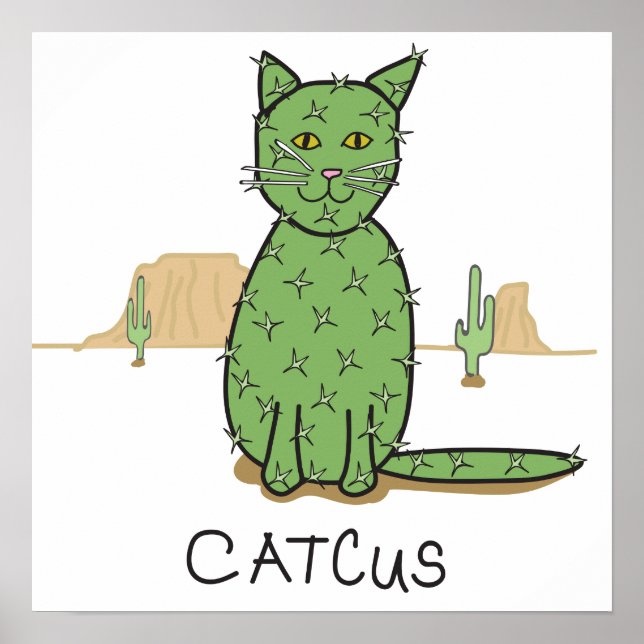 Poster Dessin drôle de cactus "Catcus" (Devant)