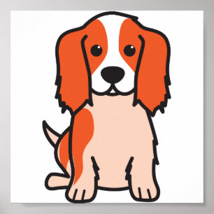 Poster Dessin du chien espagnol Cavalier King Charles