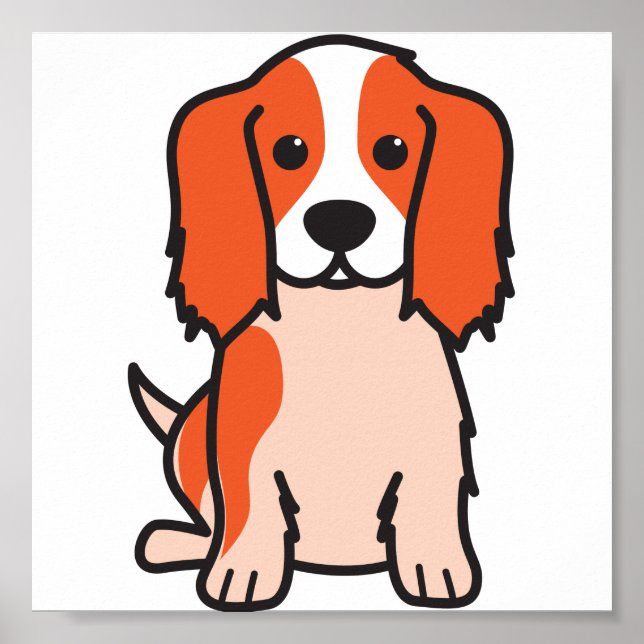 Poster Dessin du chien espagnol Cavalier King Charles (Devant)