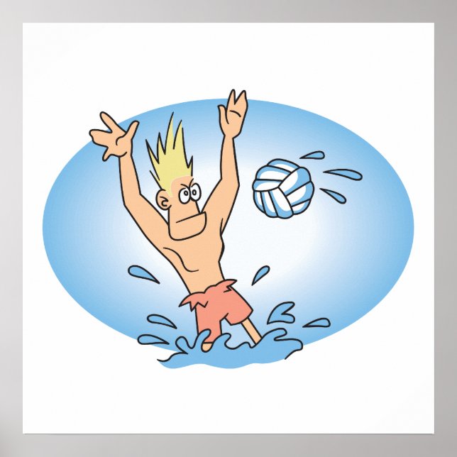 Poster dessin humoristique dude waterpolo (Devant)