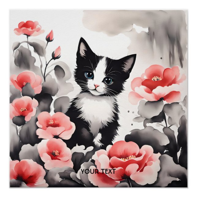 Poster Dessin Imaginaire Fleurs de chaton mignonnes (Devant)
