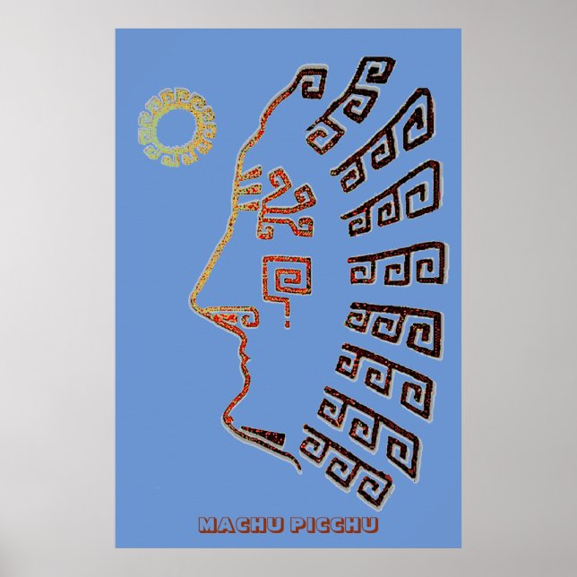Poster Dessin moderne de Machu Picchu (Devant)