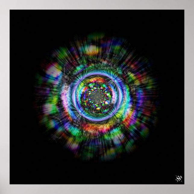 Poster Dessin psychédélique coloré d'un oeil (Devant)