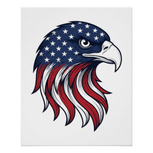 Poster Dessin vectoriel de drapeau d'aigle patriotique po