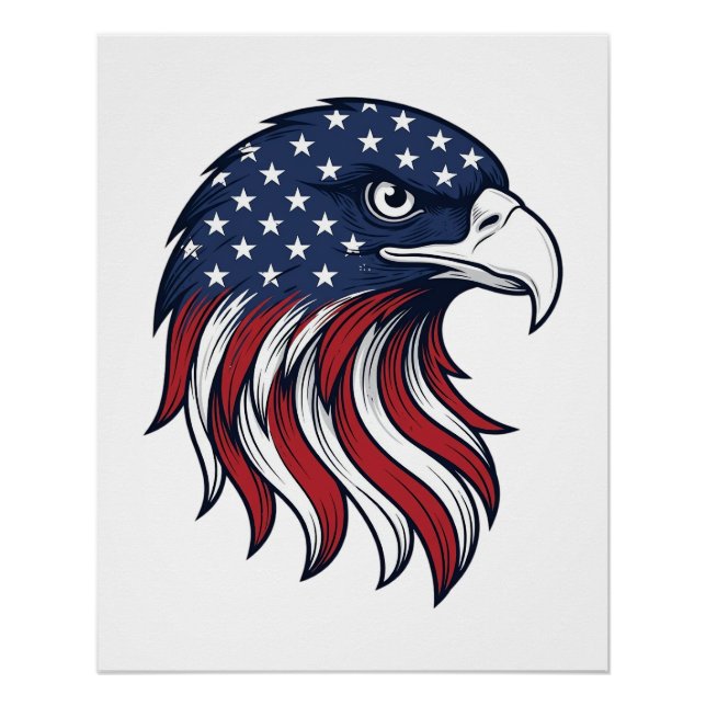 Poster Dessin vectoriel de drapeau d'aigle patriotique po (Devant)