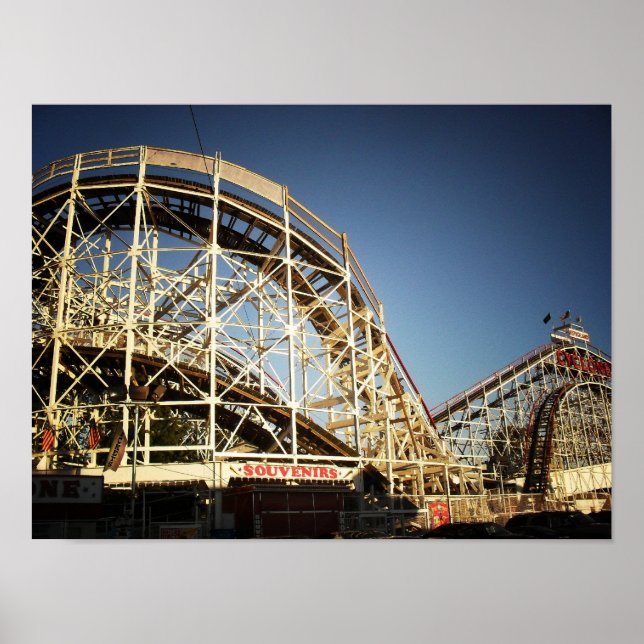 Poster Dessous de verre à rouleaux Cyclone de Coney Islan (Devant)