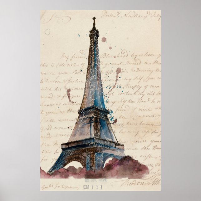 Poster Destinations | Lettres De La Tour Eiffel (Devant)