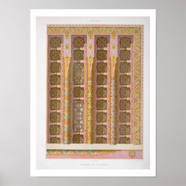 Poster Détail du grand plafond de la Mosquée d'El- (Devant)