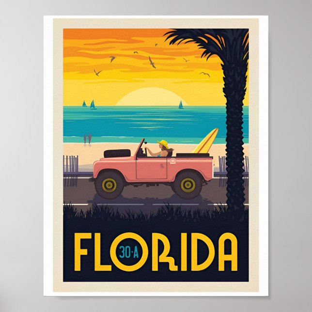 Poster d'été vintage Florida Travel (Devant)