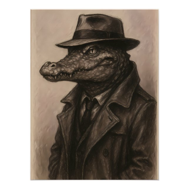 Poster Détecteur de crocodile dans un manteau de tranchée (Devant)