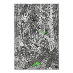 Poster Deux caméléons verts dans la jungle