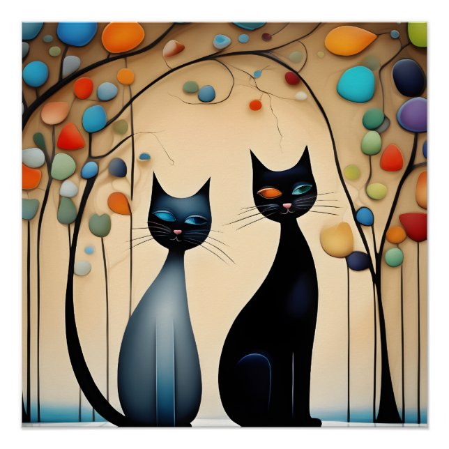 Poster Deux chats charmants (Devant)
