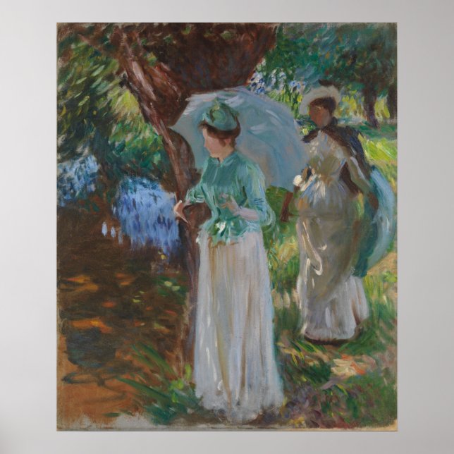 Poster Deux filles avec des parasols (Devant)
