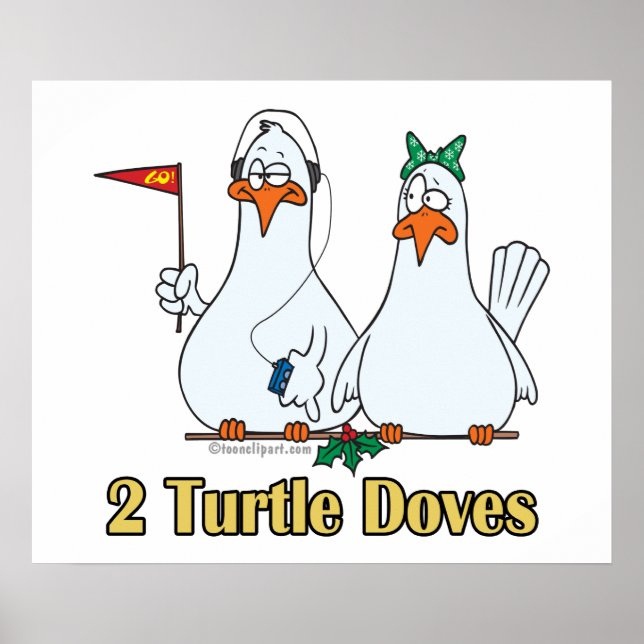 Poster deux tourterelles deuxième 2ème jour de Noël (Devant)
