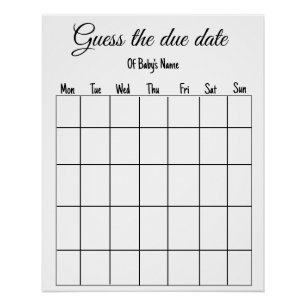 Poster devinez le jeu de baby shower de date d'échéance