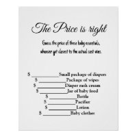 devinez le prix juste jeux de baby shower