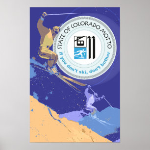 Poster Devise drôle d'état du Colorado de ski