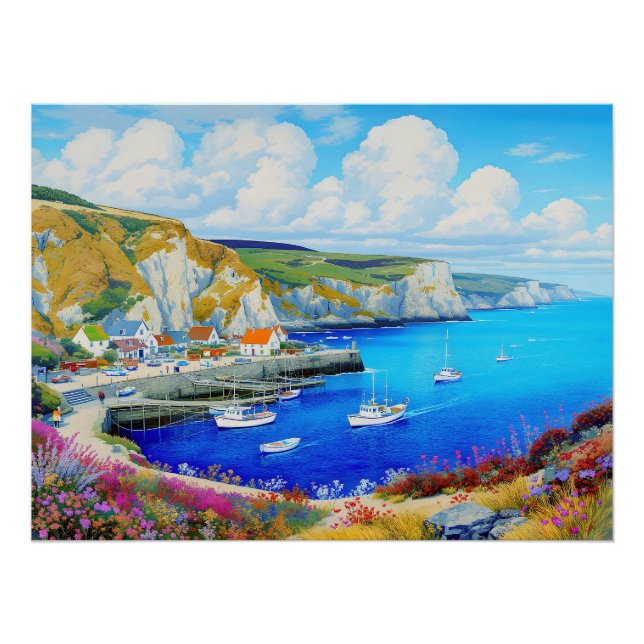 Poster "Devon Harbour Dreamscape" - Un paysage marin angl (Devant)