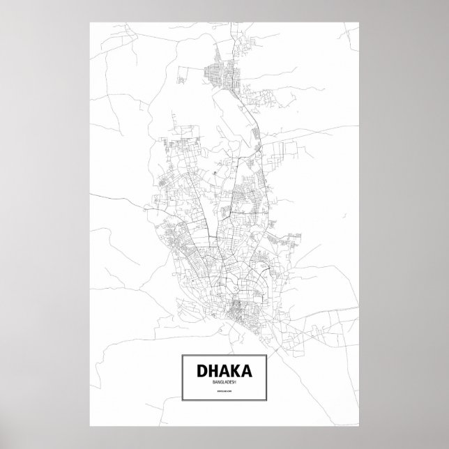 Poster Dhaka, Bangladesh (noir sur blanc) (Devant)