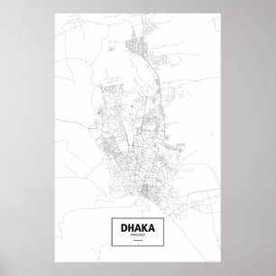 Poster Dhaka, Bangladesh (noir sur blanc)