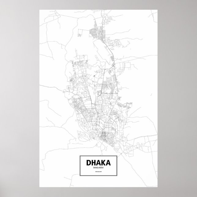 Poster Dhaka, Bangladesh (noir sur blanc) (Devant)