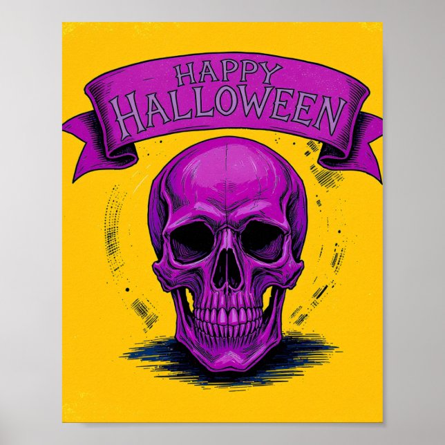 Poster d'Halloween crâne violet (Devant)