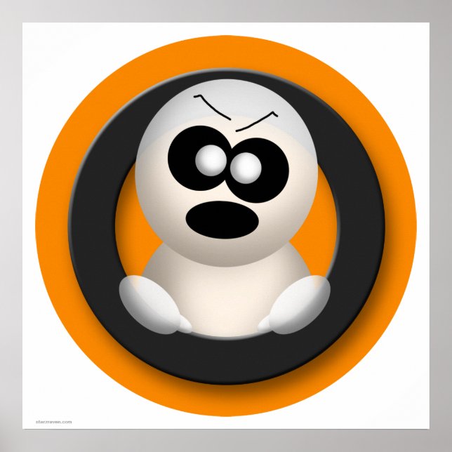 Poster d'Halloween Orange Ghost mignon (Devant)