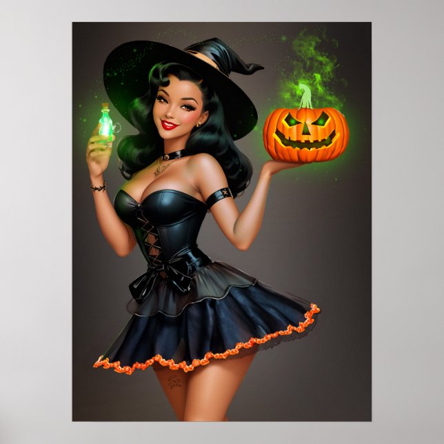 Poster d'Halloween Pinup vintage (Devant)