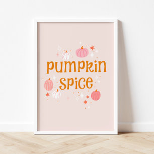Poster d'Halloween rose épice citrouille