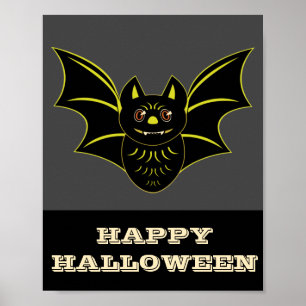 Poster d'Halloween vintage Bat Happy
