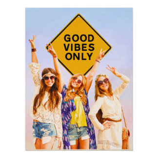 Poster d'hippie rétro Good Vibes Only