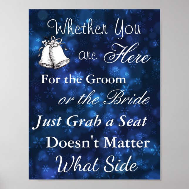 Poster d'hiver de mariage bleu et blanc (Devant)