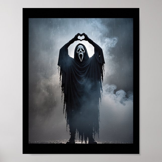 Poster d'horreur Visage Coeur fantôme Hallowe (Devant)