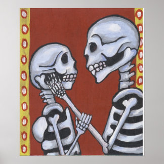 Poster dia de los muertos squelettes en amour imprimer