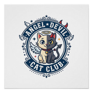 Poster Diable Ange Chat Chat Maman Idée Cadeau - Diable A