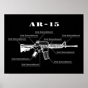 Poster d'identification des pièces AR-15 noir et b
